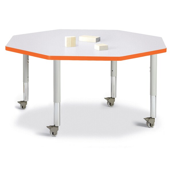 Berries Octagon Activity Table, 48 in. x 48 in., Mobile, Freckled Gray/Orange/Gray